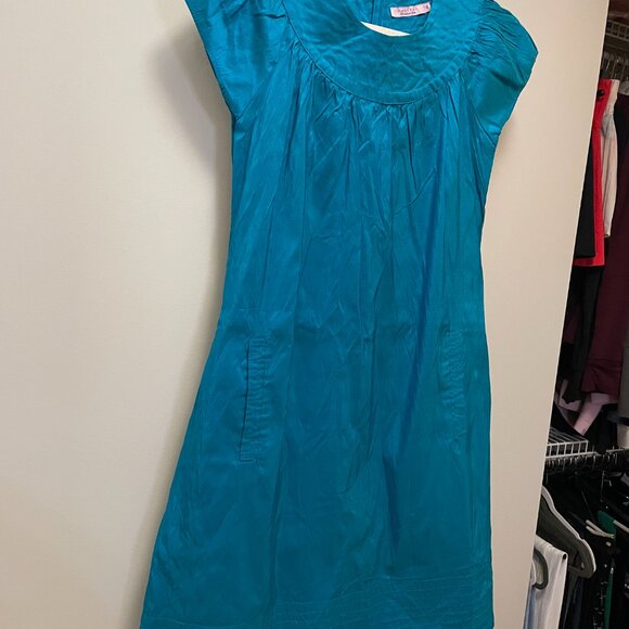 Calypso Christiane Celle Womens Zip Up Short Sleeve Silk Shift Dress Blue S - Picture 5 of 7